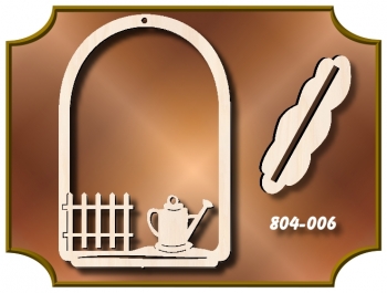 Klöppelrahmen Holz 804-006 "Bogen mit Zaun und Kanne"