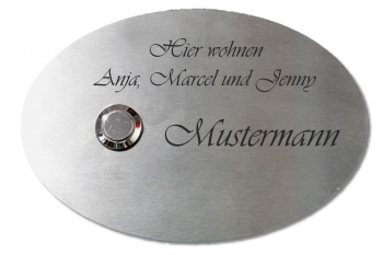 Klingelschild aus Edelstahl OVAL