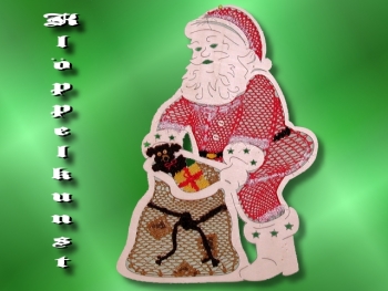 Klöppelbrief AR-167 "Weihnachtsmann mit Sack Fensterbild"