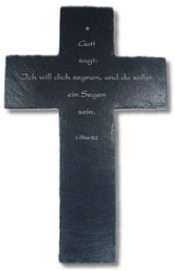 Schiefer-Kreuz mit Wunsch-Gravurtext