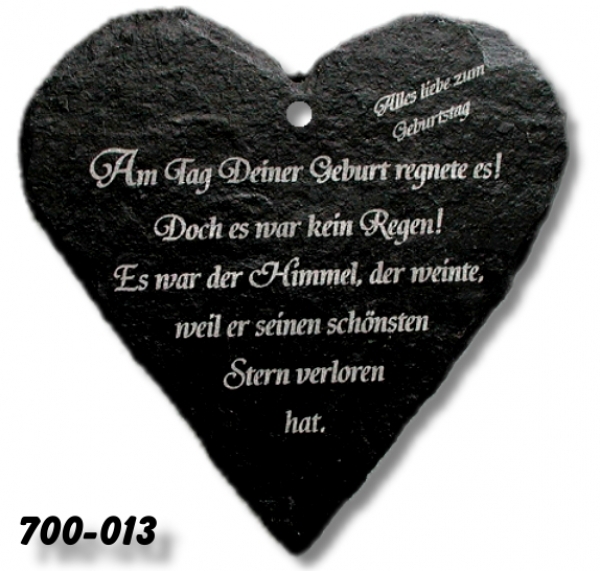 Schiefer-Spruchherz GEBURTSTAG #13
