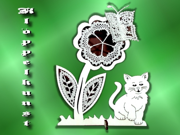 Klöppelbrief AR-103 "Blume mit Schmetterling"