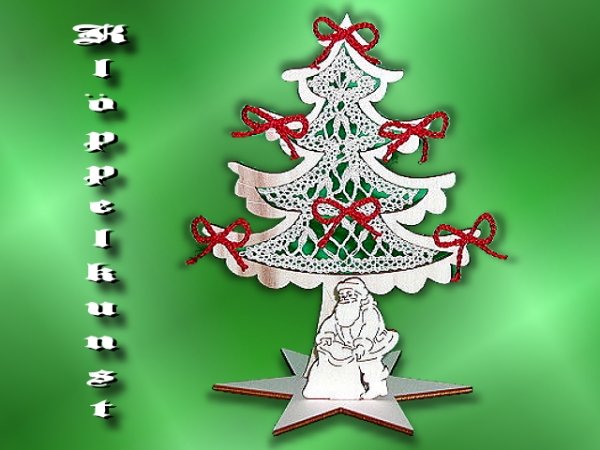 Klöppelbrief AR-118 "Tannenbaum mit Schleifen für Aufsteller"