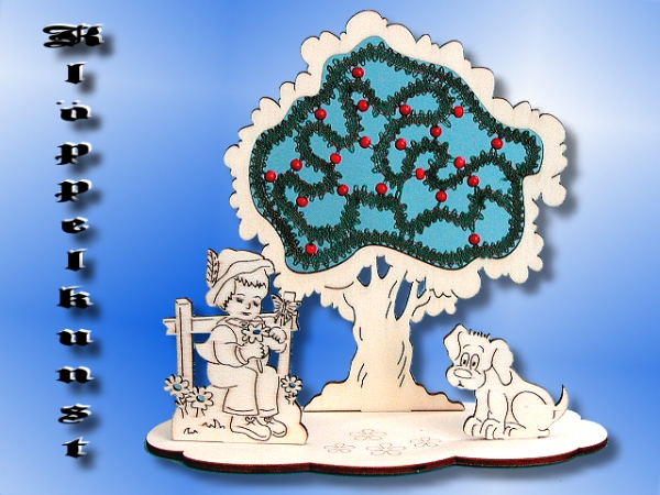 Klöppelbrief AR-137 "Baum mit Äpfeln"