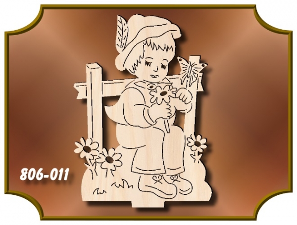 Klöppelrahmen Holz 806-011 "Steckfigur JUNGE AM ZAUN"