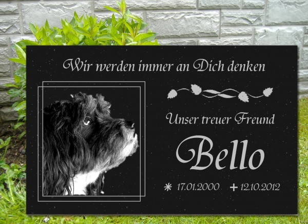 Tiergedenkstein Granit schwarz 40x30cm