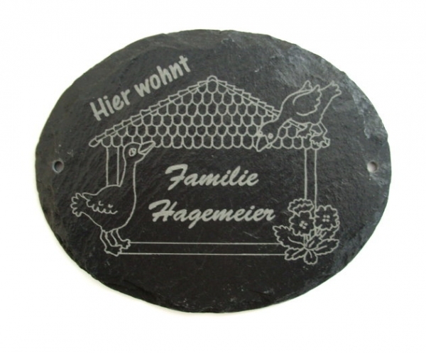 Schiefer-Türschild mit MOTIV 001