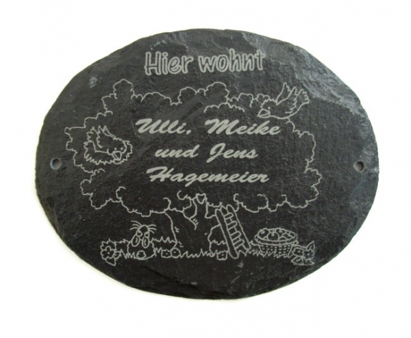Schiefer-Türschild mit MOTIV 002