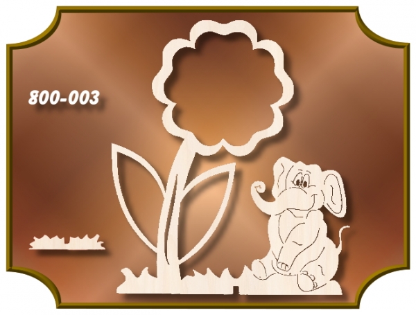 Klöppelrahmen Holz 800-003 "Blume mit Elefant Aufsteller"