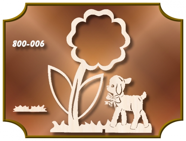 Klöppelrahmen Holz 800-006 "Blume mit Lamm Aufsteller"