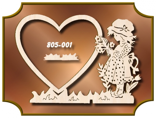 Klöppelrahmen Holz 805-001 "Gerades Herz mit Blumenkind Aufsteller"