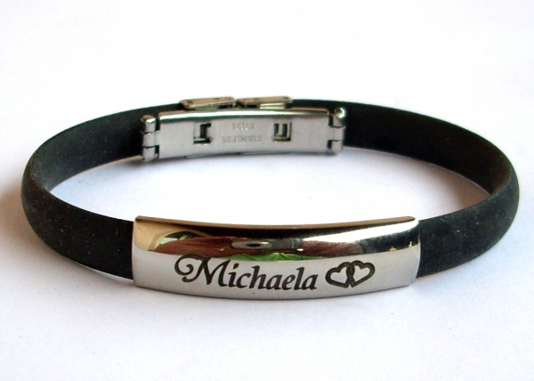 Kautschuk-Armband mit Gravurplatte und Gravur #8728