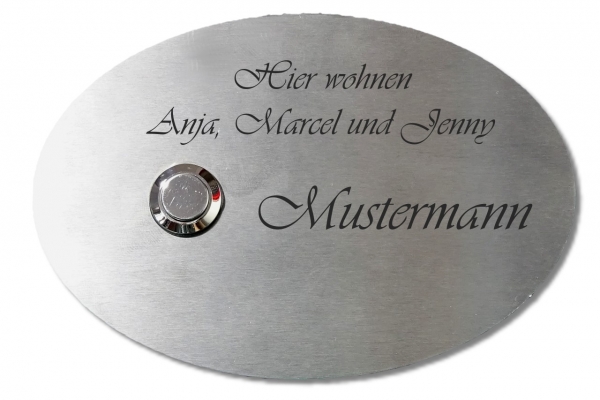 Klingelschild aus Edelstahl OVAL