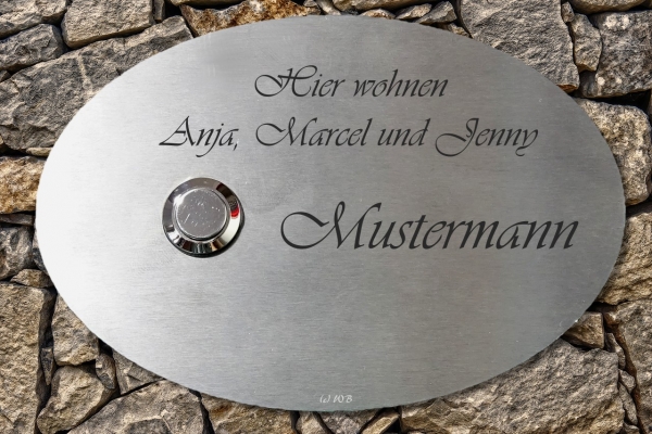Klingelschild aus Edelstahl OVAL