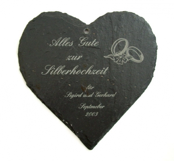 Schieferherz zur Hochzeit / Silberhochzeit / Goldhochzeit
