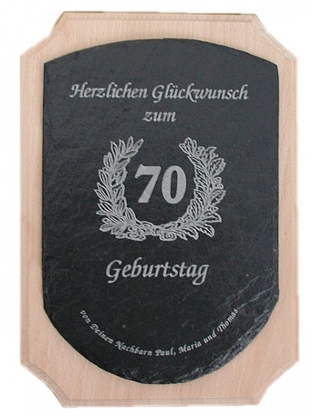 Geburtstags-Schiefer auf Holztafel