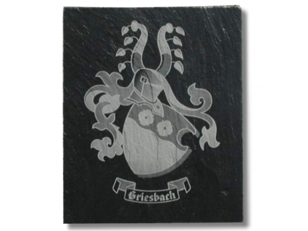 Wandtafel aus Schiefer mit Familienwappen