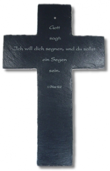 Schiefer-Kreuz mit Wunsch-Gravurtext