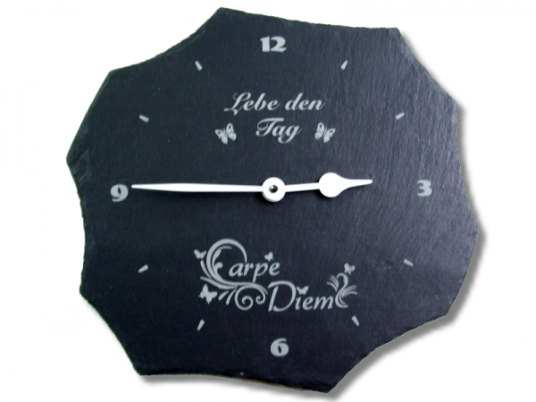 Schieferuhr CARPE DIEM