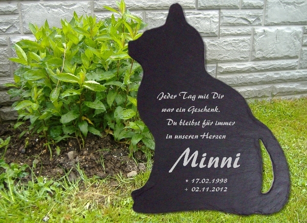 Tiergedenkstein handbehauene große KATZE sitzend